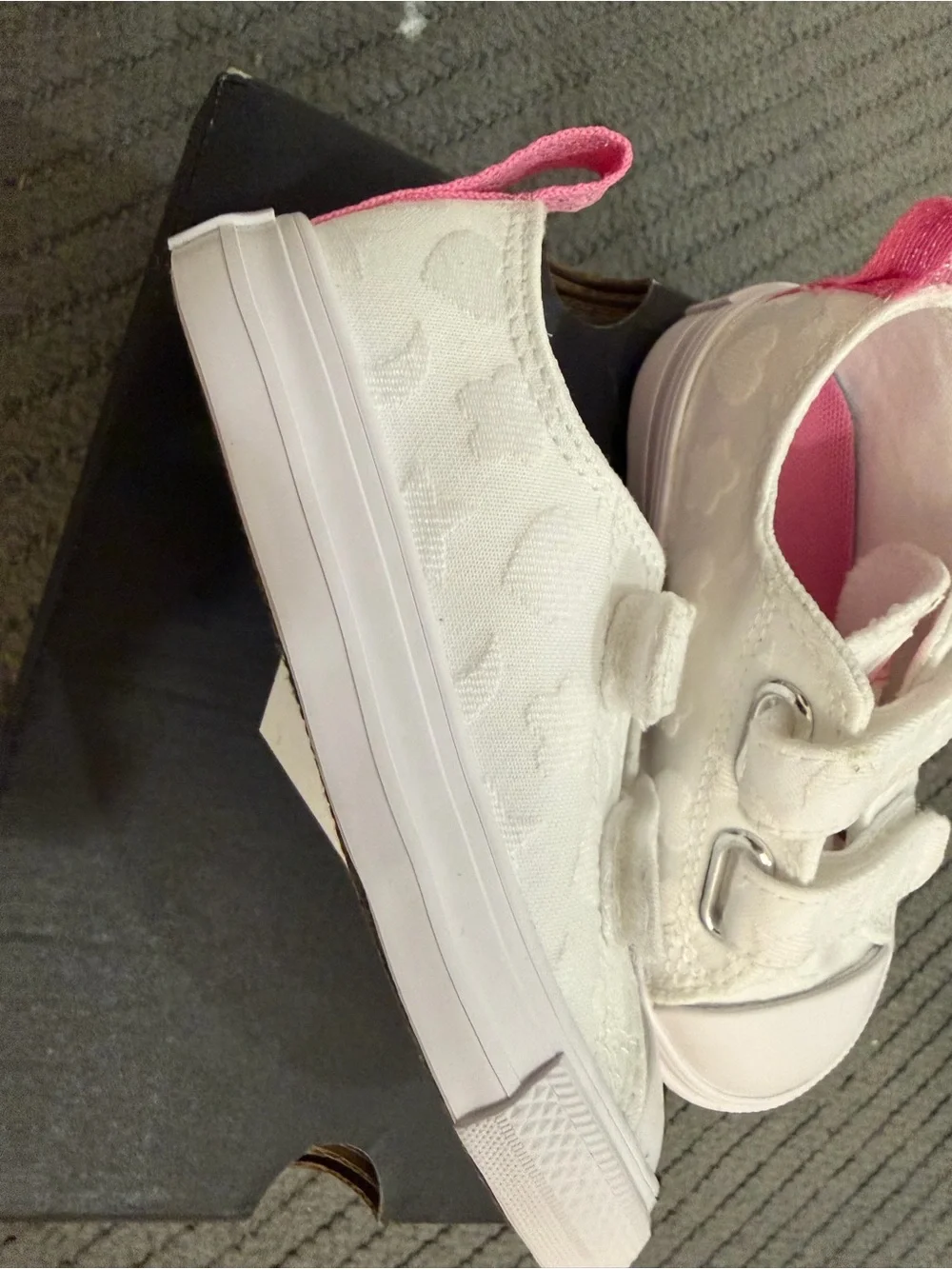 Converse Kids White and Pink Slip-On Sneakers